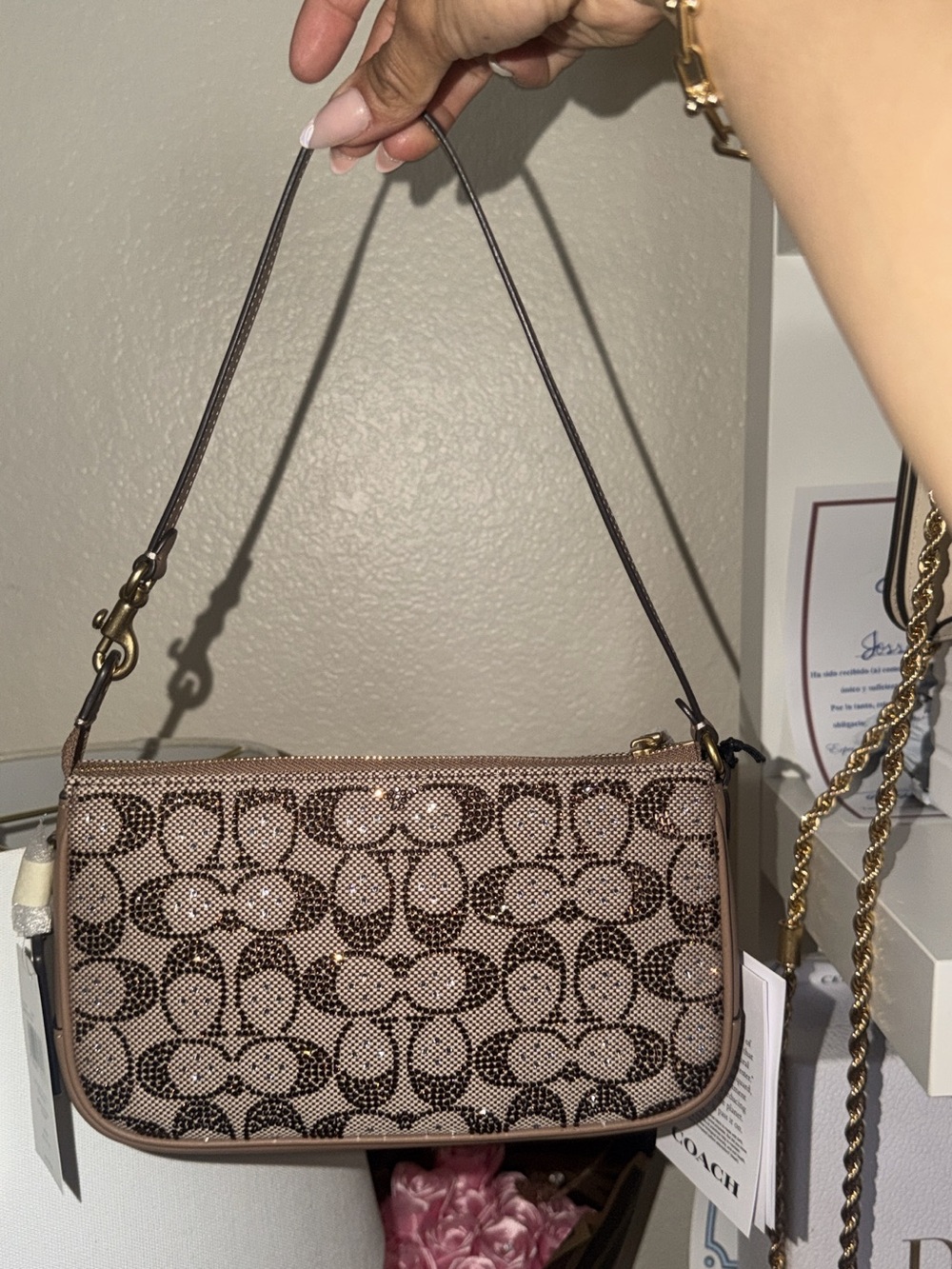 Coach crystal Signature Canvas Shoulder Bag